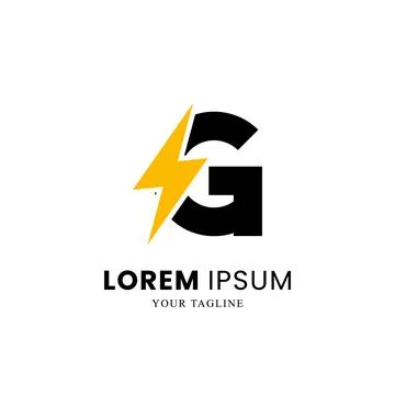 Flat Initial Letter G Logo Combined with lightning sign Stock Illustration