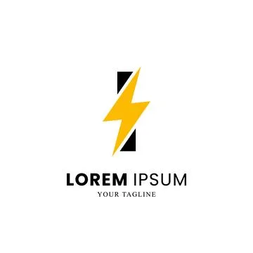 Flat Initial Letter I Logo Combined with lightning sign Stock Illustration