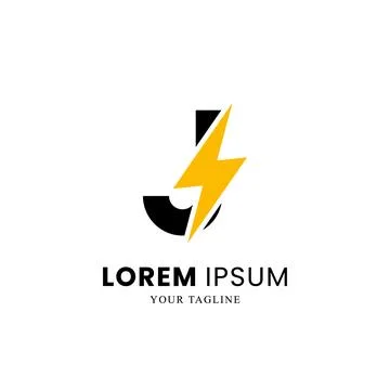 Flat Initial Letter J Logo Combined with lightning sign イラスト素材