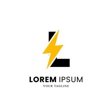 Flat Initial Letter L Logo Combined with lightning sign Stock Illustration
