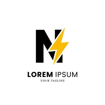 Flat Initial Letter N Logo Combined with lightning sign Stock Illustration