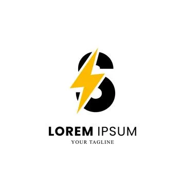Flat Initial Letter S Logo Combined with lightning Thunder Bolt sign Stock Illustration