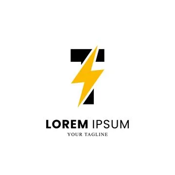 Flat Initial Letter T Logo Combined with lightning Thunder Bolt sign Stock Illustration