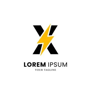 Flat Initial Letter W Logo Combined with lightning Thunder Bolt sign Stock Illustration