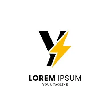 Flat Initial Letter Y Logo Combined with lightning Thunder Bolt sign Stock Illustration