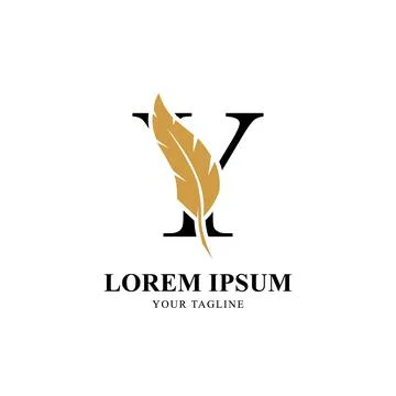 Flat Initial Letter Y Logo Combined with Feather Silhouette Design. Stock Illustration