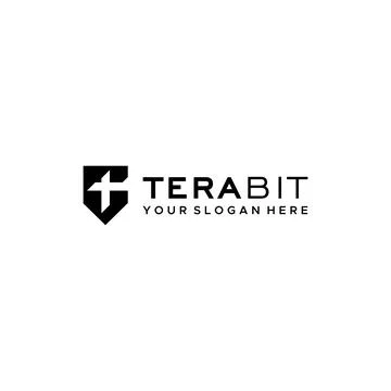 Flat initial T TERABIT download file logo design Stock Illustration