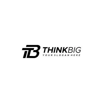 Flat initial TB THINK BIG brain smart logo design Illustrazione stock
