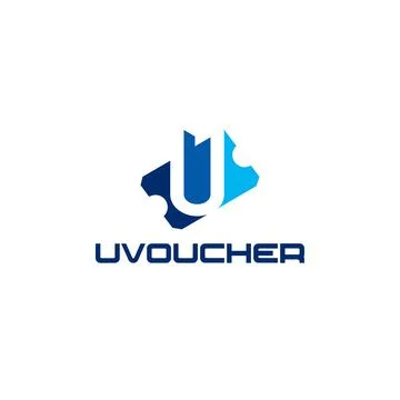 Flat initial U UVOUCHER ticket promo logo design Stock Illustration