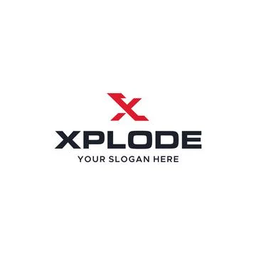 Flat initial X XPLODE bomb year smoke logo design Stock Illustration