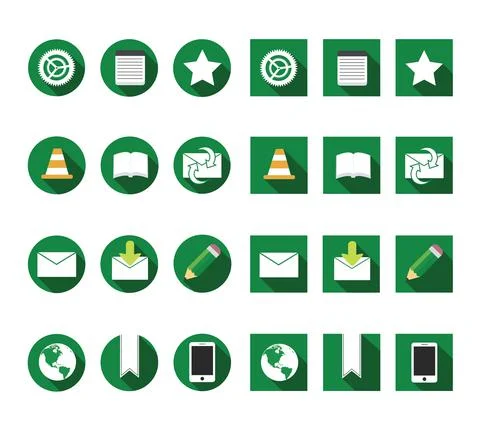 Flat internet and application software icons vector set Illustrazione stock