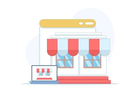 Flat internet shop website illustration Stock Illustration