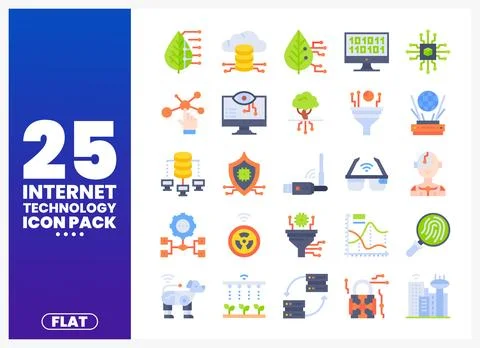 Flat internet technology icon set with graphic elements on a white background 库存插图
