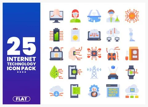 Flat internet technology icons collection 库存插图
