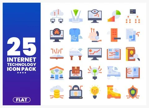 Flat internet technology icons for a modern digital interface. イラスト素材
