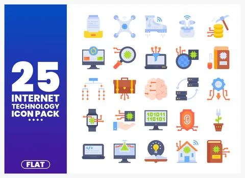 Flat Internet Technology Icons Pack イラスト素材