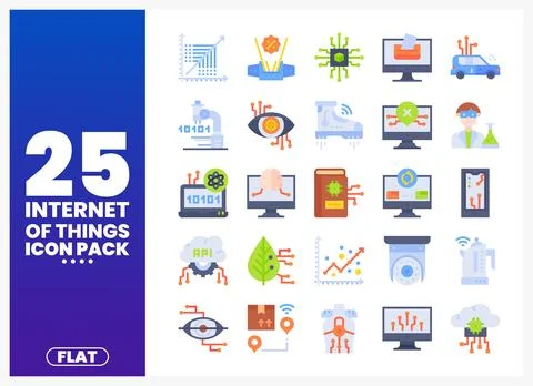 Flat Internet of Things icons in a pack. showcasing technology. イラスト素材