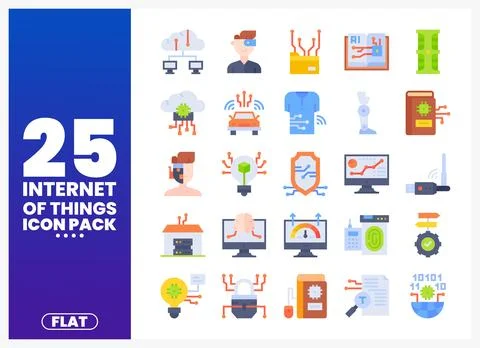 Flat internet of things icons for technology and smart devices. abstract di.. Stock Illustration