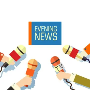 Flat interviewed on television news programs background concept Stock Illustration