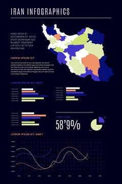 Flat iran map infographics Stock Illustration