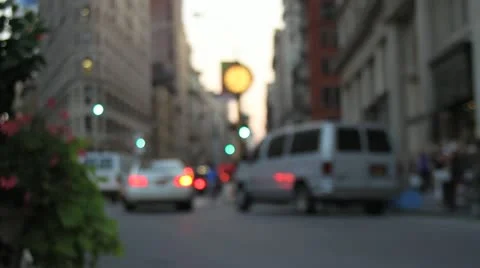 Flat Iron District Blurred Traffic Scene Видео 12042452
