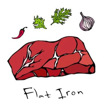 Flat Iron Steak Cut Vector Isolated On White Background. Stock Illustration
