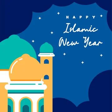 Flat islamic new year background Stock Illustration