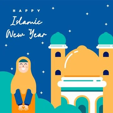 Flat islamic new year background Illustrazione stock