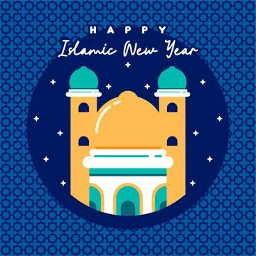 Flat islamic new year background Stock Illustration