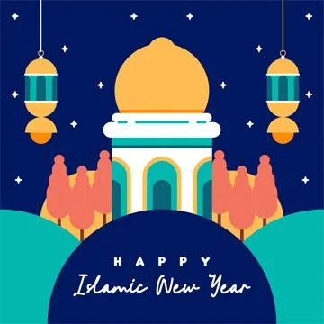 Flat islamic new year background Stock Illustration