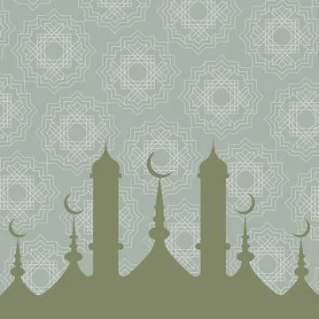 Flat Islamic Ramadan background pattern and mosque vector Иллюстрация