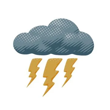 Flat isolated sky lightning storm symbol object Stock Illustration
