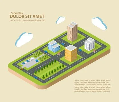 Flat isometric city Stock Illustration