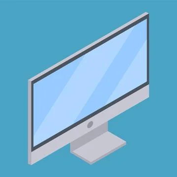 Flat Isometric desktop computer. Pc icon. Vector illustration. Illustrazione stock