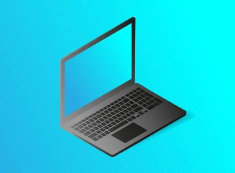 Flat isometric illustration vector. Desktop computer monitor.Computer in 3d s Stock Illustration