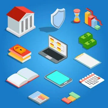 Flat isometric mobile banking concept. Credit and Loans Stock Illustration