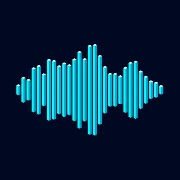 Flat isometric music wave icon made of peak lines Illustrazione stock