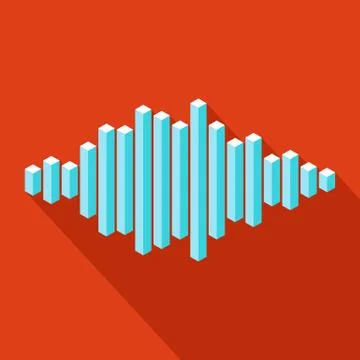 Flat isometric music wave icon made of peak lines Stock Illustration