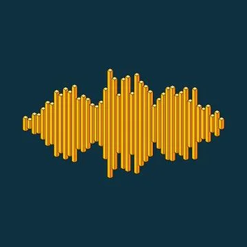 Flat isometric music wave icon made of peak lines Stock Illustration