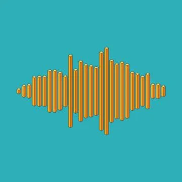 Flat isometric music wave icon made of peak lines Stock Illustration