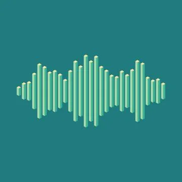 Flat isometric music wave icon made of peak lines Illustrazione stock