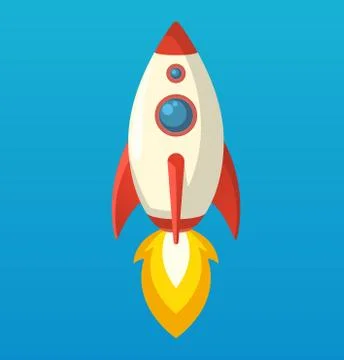 Flat isometric space symbol rocket ship icon Stock Illustration