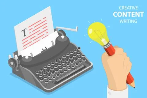 Flat isometric vector concept of creative writing, copywriting. Stock Illustration