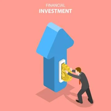 Flat isometric vector concept of financial investment, marketing analysis. Stock Illustration