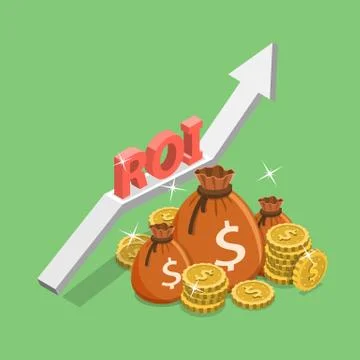 Flat isometric vector concept of return on investment, roi, digital marketing. Stock Illustration