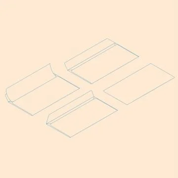 Flat isometric vector illustration of blank paper envelopes . Stock Illustration