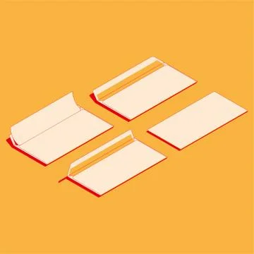 Flat isometric vector illustration of blank paper envelopes . Stock-Illustration