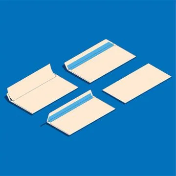 Flat isometric vector illustration of blank paper envelopes . Stock-Illustration