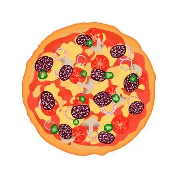Flat Italian pizza Stock Illustration