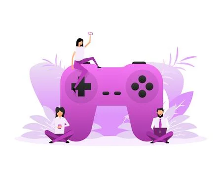 Flat joystick people for computer game design. Flat vector illustration Stock-Illustration